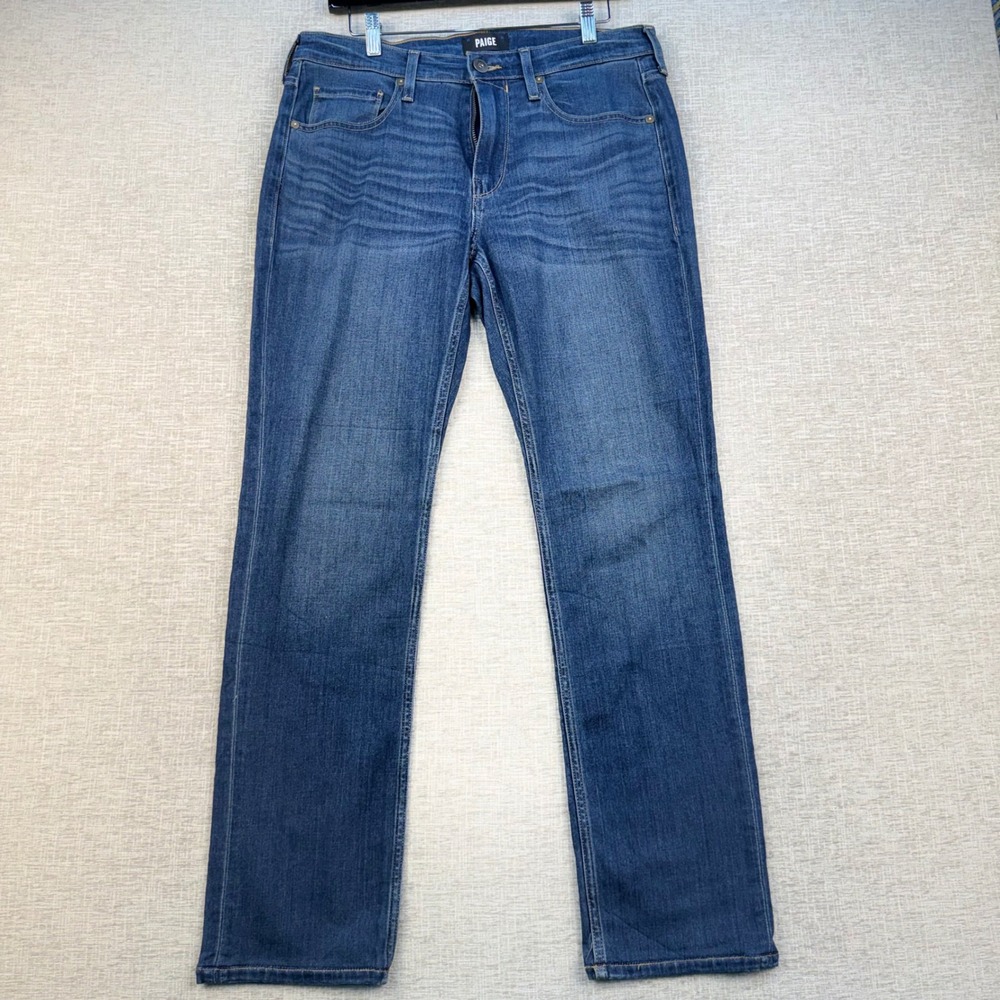 Paige Mens Straight Leg Jeans Blue Denim Medium Wash Size 32x32 CK-18